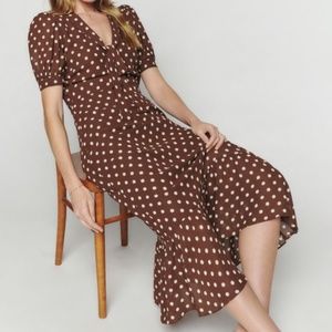 NWT Reformation Reeds Polka Dot dress, size 8